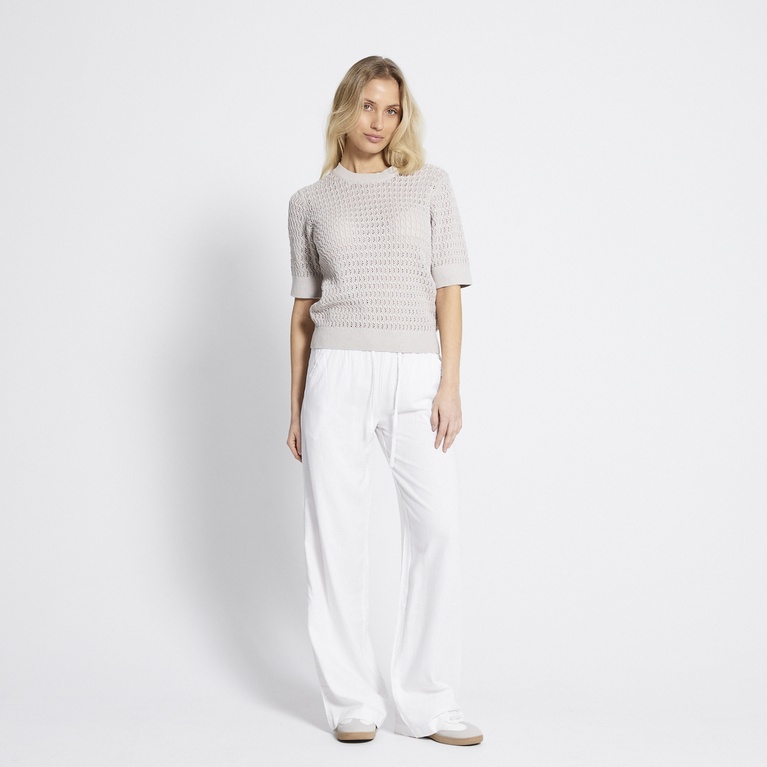 Crochet knit tee "Viola" Light Beige